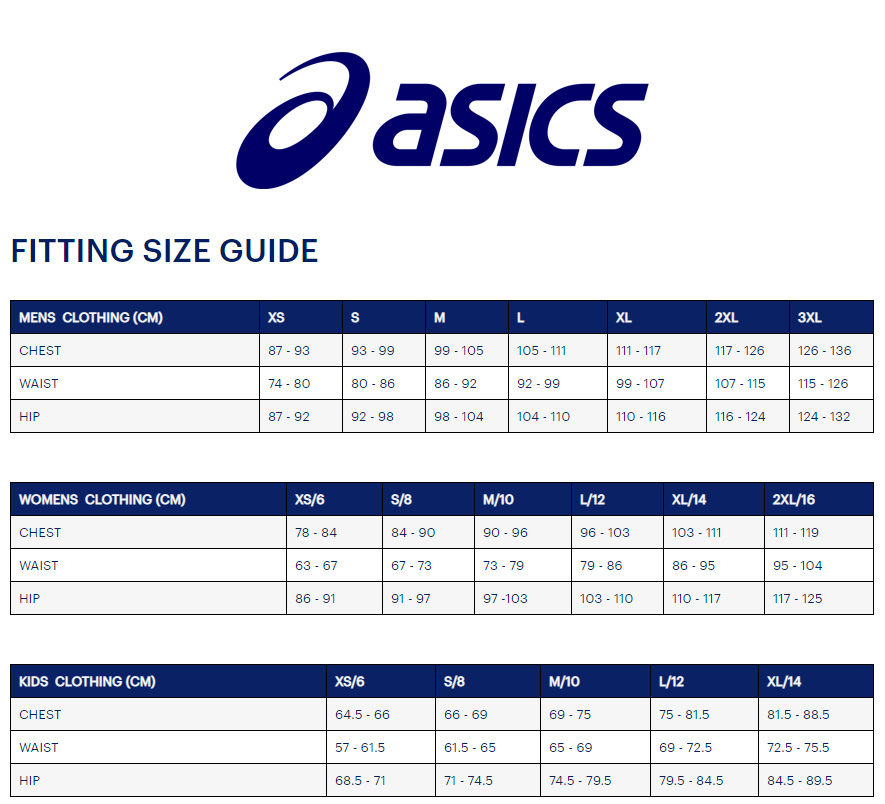 Asics kids 2025 size chart